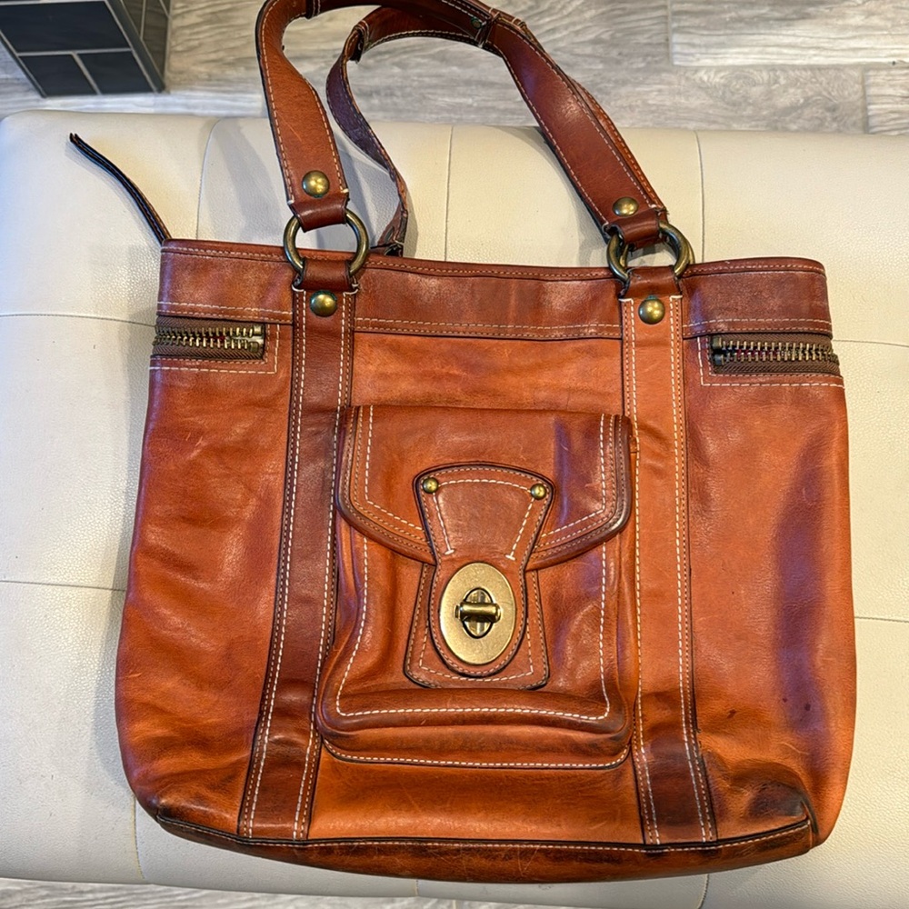 Coach legacy Gigi whiskey tan leather tote.